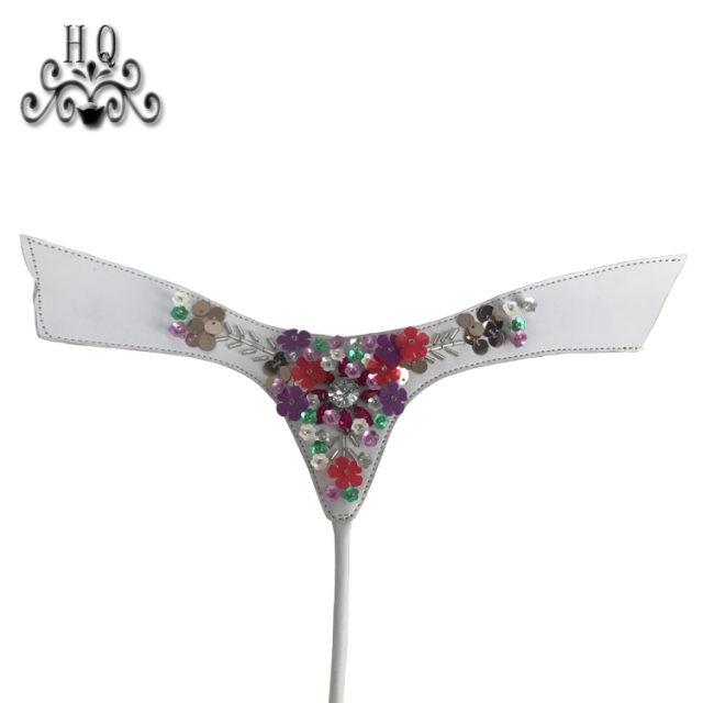 Cross-border manufacturers hand-stitched bead women's slippers shoe upper shoe materials shoe accessories processing customization