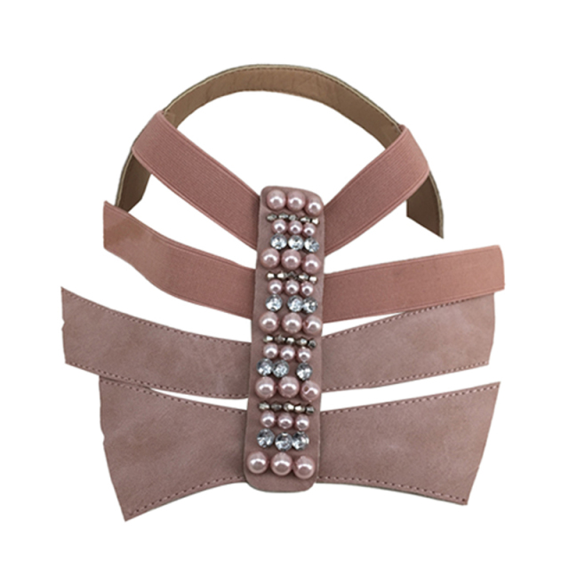 Cross-border hot summer women's sandals shoe upper nail bead sewing bead shoe material wholesale