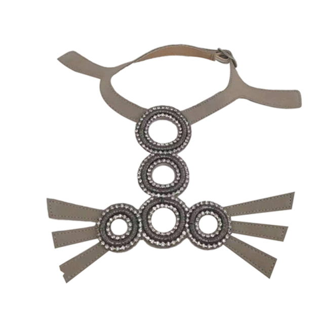2021 new braided beaded sewn diamond sandals women's chain flannelette shoe upper semi-finished products from manufacturers to sample processing custom