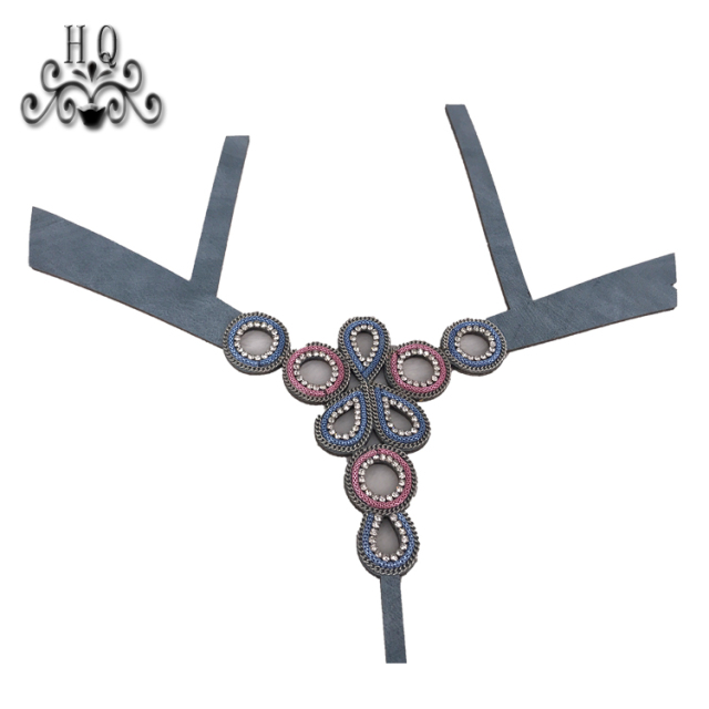 Cross-border hot braided hot diamond lady flip-flops shoe upper semi-finished product processing customization