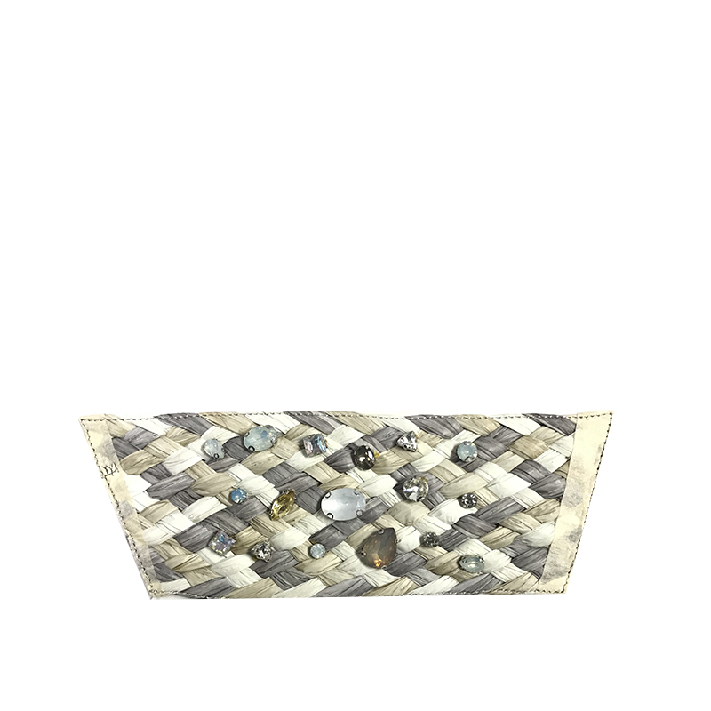 Custom new vamp accessories PP grass woven PU hand nailed beads female sandal face semi-finished accessories wholesale processing