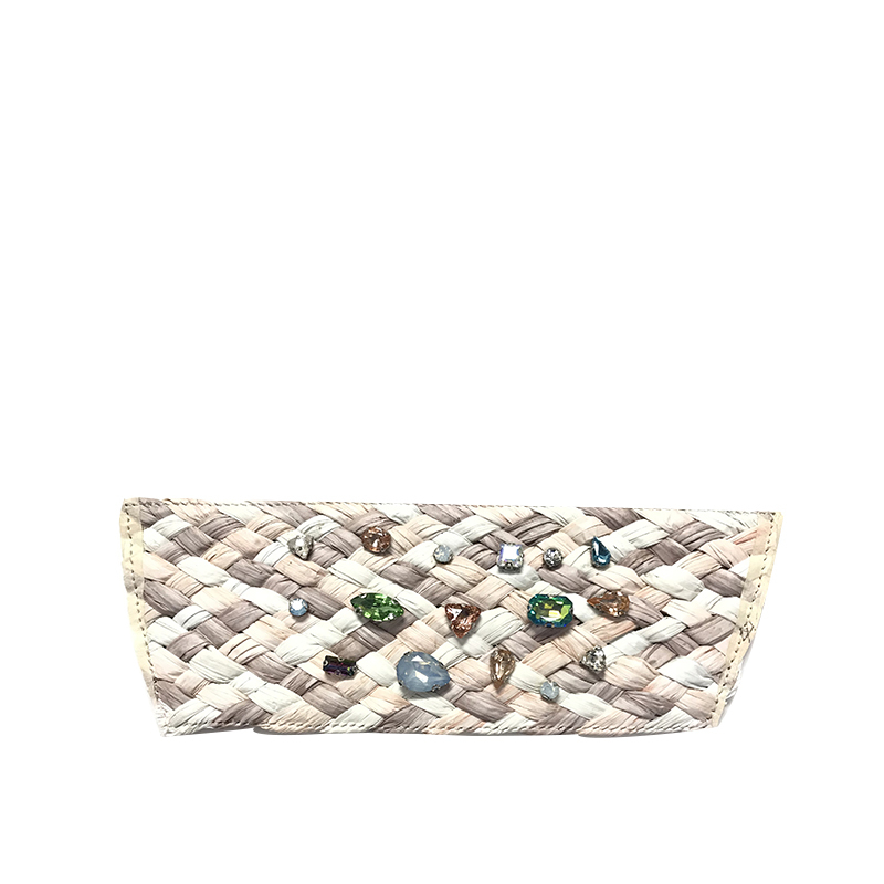 Custom new vamp accessories PP grass woven PU hand nailed beads female sandal face semi-finished accessories wholesale processing