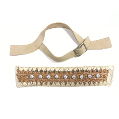 Custom new vamp accessories PP grass woven PU hand nailed beads female sandal face semi-finished accessories wholesale processing