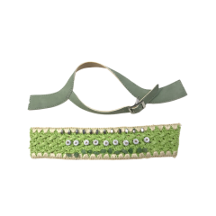 Custom new vamp accessories PP grass woven PU hand nailed beads female sandal face semi-finished accessories wholesale processing