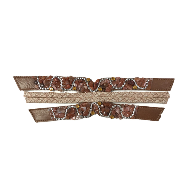 Customized new vamp accessories twine braided PU embroidery rope embroidery women sandal face semi-finished accessories wholesale processing