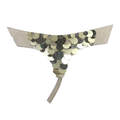 Custom new vamp accessories PP grass woven PU hand nailed beads female sandal face semi-finished accessories wholesale processing