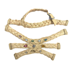 Custom new vamp accessories twine yarn embroidery rope embroidery hand nailed bead women sandal face semi-finished jewelry processing