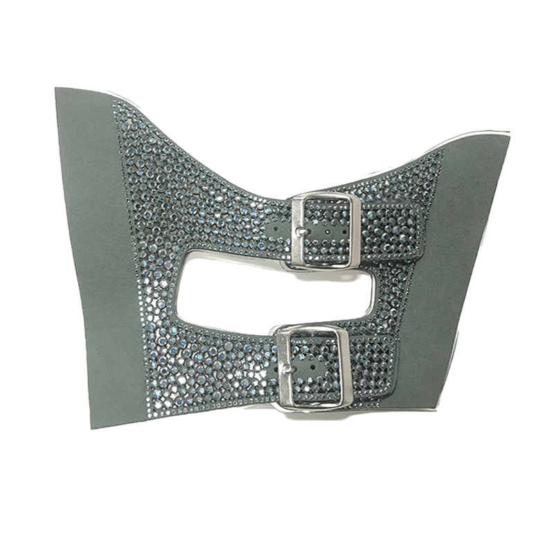 Custom vamp jewelry PU flannel laser hot drill hand nailed bead female sandal face semi-finished processing accessories wholesale