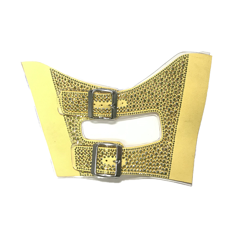 Custom vamp jewelry PU flannel laser hot drill hand nailed bead female sandal face semi-finished processing accessories wholesale