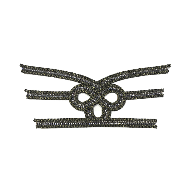 Custom new vamp accessories yarn braided PU hand nailed bead female sandal face semi-finished accessories wholesale processing