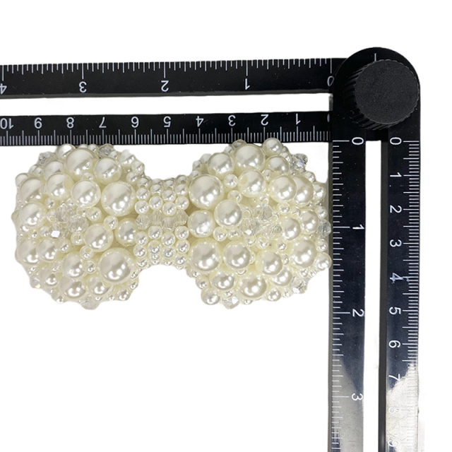 Customized bead embroidery shoes flower pearl chain beading bow jewelry sandals accessories to sample processing wholesale explosive models