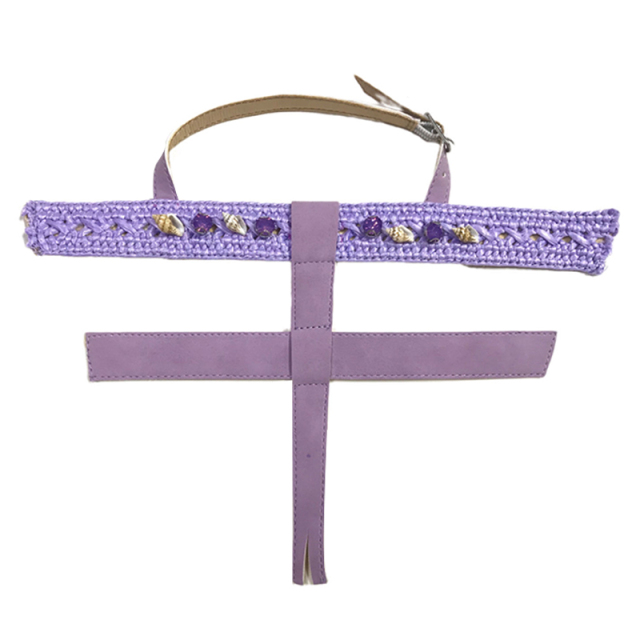 Customized new uppers accessories PP grass weaving PU handmade beading women sandals uppers semi-finished jewelry wholesale processing