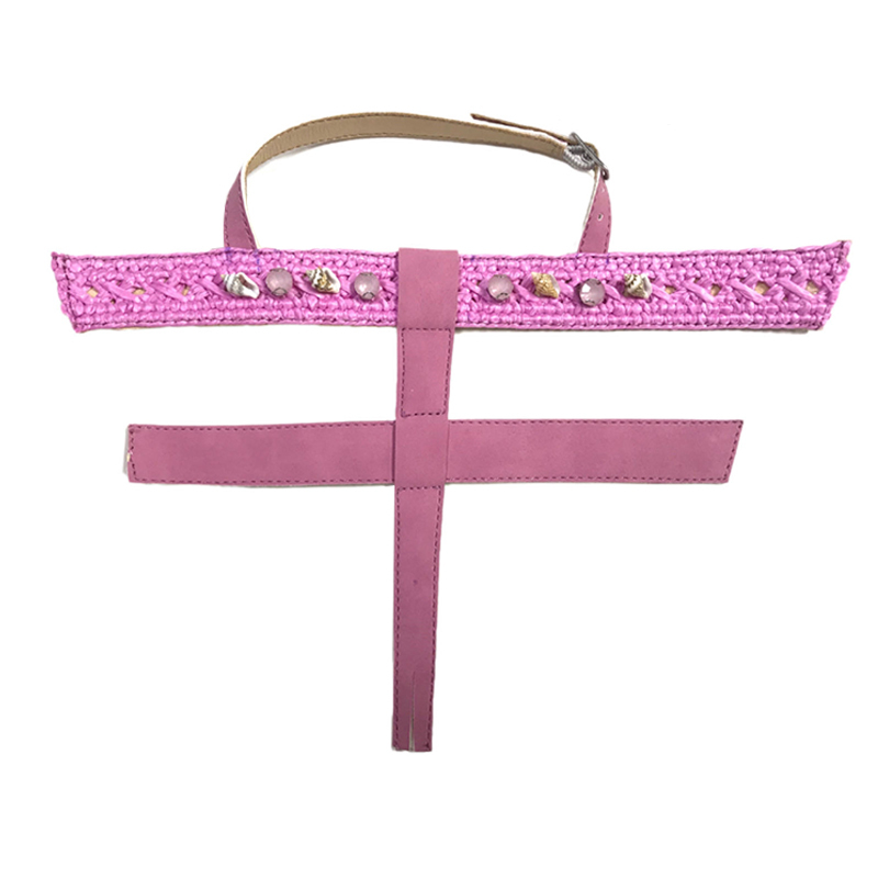 Customized new uppers accessories PP grass weaving PU handmade beading women sandals uppers semi-finished jewelry wholesale processing