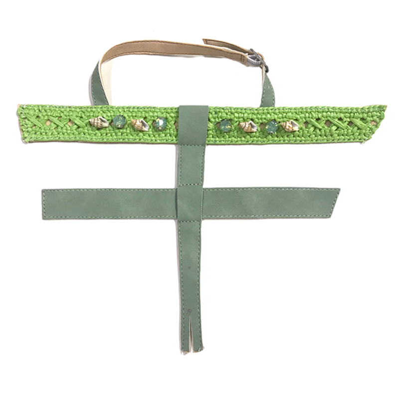 Customized new uppers accessories PP grass weaving PU handmade beading women sandals uppers semi-finished jewelry wholesale processing