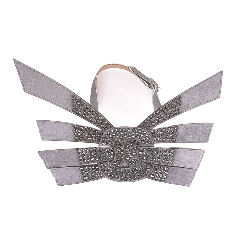 Customized shoes upper jewelry PU velvet laser hot drilling handmade beading women sandals upper semi-finished processing accessories wholesale