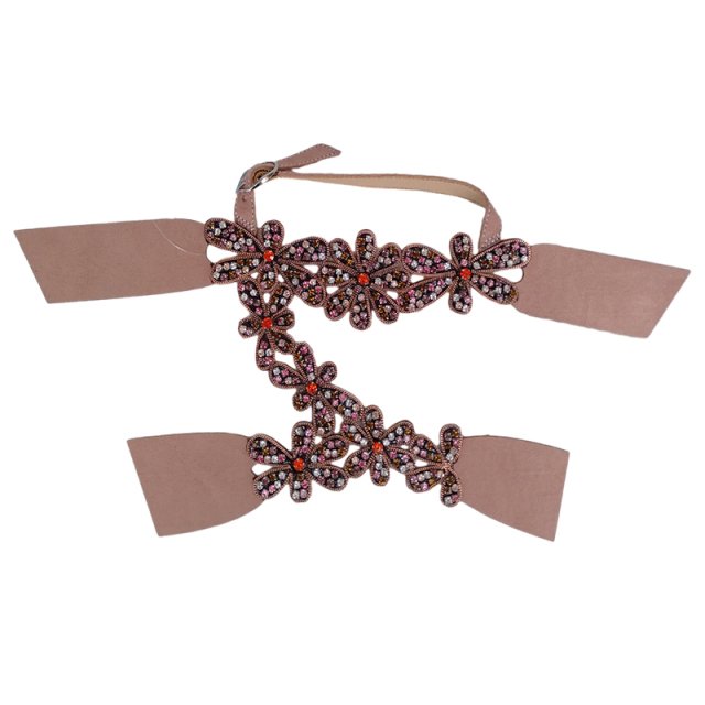 Customized new uppers accessories PU drawstring rope knitting handmade beading women sandals uppers semi-finished jewelry wholesale processing