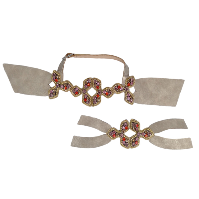 Customized shoes upper jewelry PU velvet laser hot drilling handmade beading women sandals upper semi-finished processing accessories wholesale