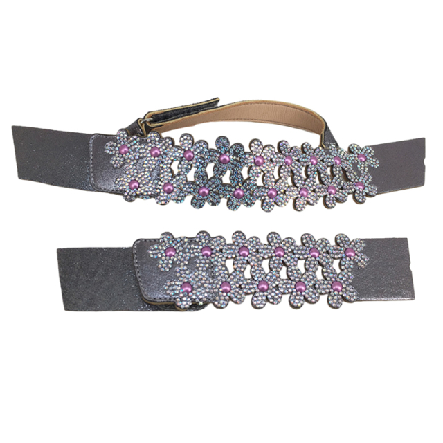 Customized shoes upper jewelry PU velvet laser hot drilling handmade beading women sandals upper semi-finished processing accessories wholesale