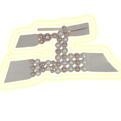 Customized shoes upper jewelry PU velvet laser hot drilling handmade beading women sandals upper semi-finished processing accessories wholesale