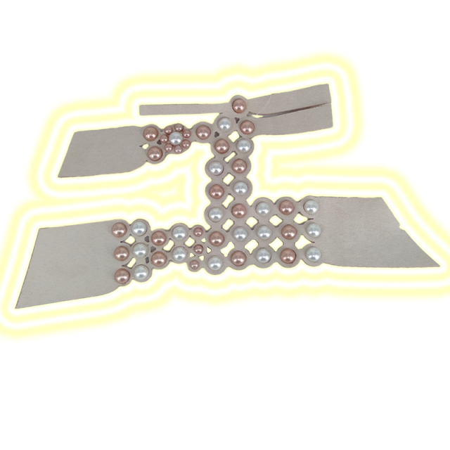 Customized shoes upper jewelry PU velvet laser hot drilling handmade beading women sandals upper semi-finished processing accessories wholesale
