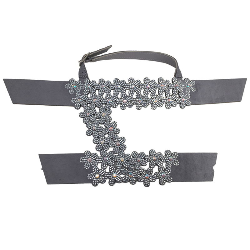 Customized shoes upper jewelry PU velvet laser hot drilling handmade beading women sandals upper semi-finished processing accessories wholesale