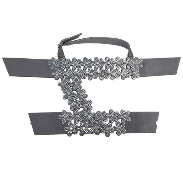 Customized shoes upper jewelry PU velvet laser hot drilling handmade beading women sandals upper semi-finished processing accessories wholesale