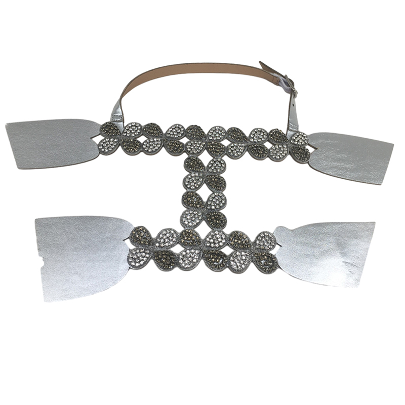 Customized shoes upper accessories PU paste chain backing hot diamond handmade point drill female sandals upper semi-finished jewelry wholesale processing