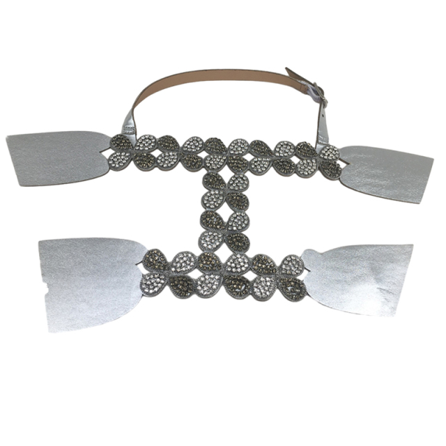 Customized shoes upper accessories PU paste chain backing hot diamond handmade point drill female sandals upper semi-finished jewelry wholesale processing