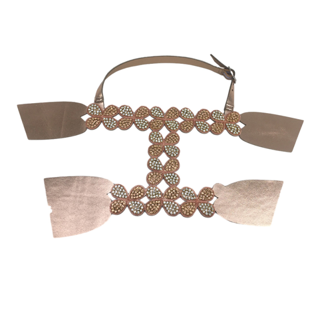 Customized shoes upper accessories PU paste chain backing hot diamond handmade point drill female sandals upper semi-finished jewelry wholesale processing
