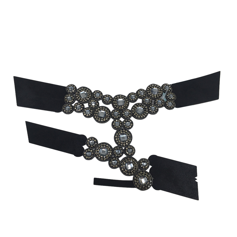 Customized shoes upper accessories PU paste chain backing hot diamond handmade point drill female sandals upper semi-finished jewelry wholesale processing