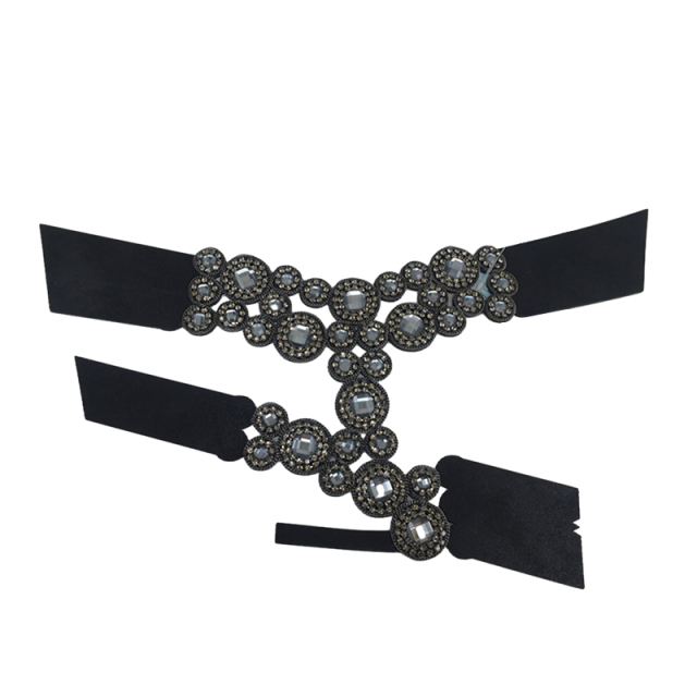 Customized shoes upper accessories PU paste chain backing hot diamond handmade point drill female sandals upper semi-finished jewelry wholesale processing