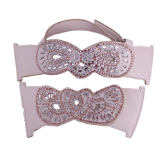 Customized shoes upper jewelry PU velvet laser hot drilling handmade beading women sandals upper semi-finished processing accessories wholesale