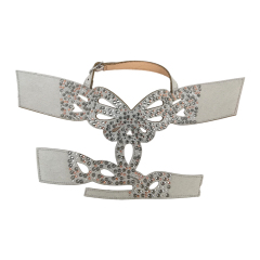 Customized shoes upper jewelry PU velvet laser hot drilling handmade beading women sandals upper semi-finished processing accessories wholesale