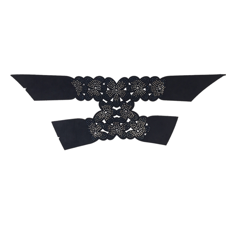 Customized shoes upper jewelry PU velvet laser hot drilling handmade beading women sandals upper semi-finished processing accessories wholesale