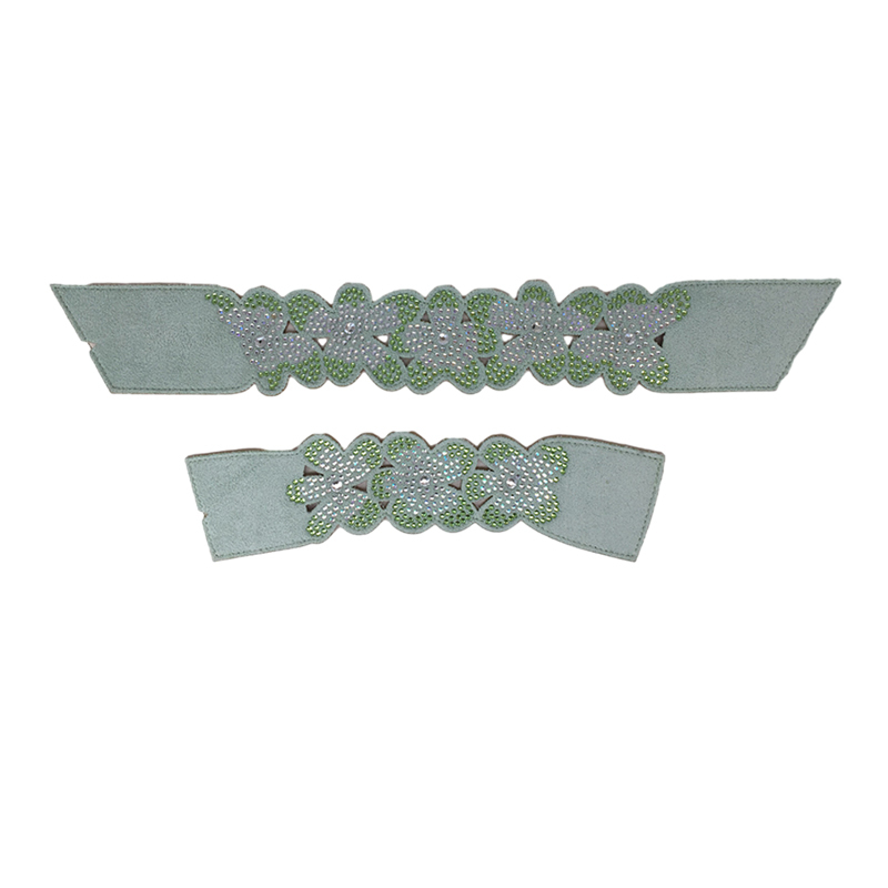 Customized shoes upper jewelry PU velvet laser hot drilling handmade beading women sandals upper semi-finished processing accessories wholesale