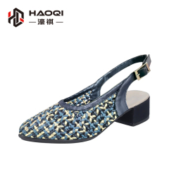 Woven hollowed-out sandal upper