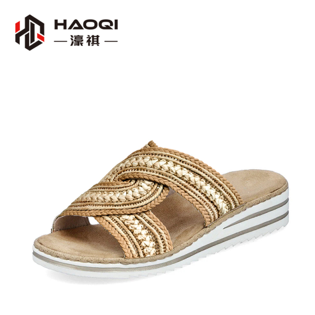 Retro thick-soled woven sandal upper
