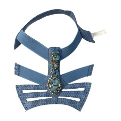 Flat wedge heel sandals for women's summer cross-border trade, Bohemian style new fashion, gemstone beaded velvet denim