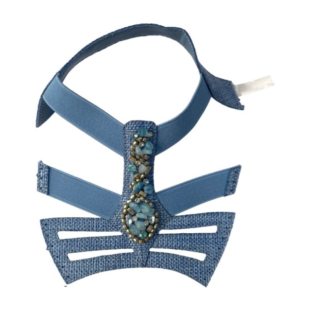 Flat wedge heel sandals for women's summer cross-border trade, Bohemian style new fashion, gemstone beaded velvet denim