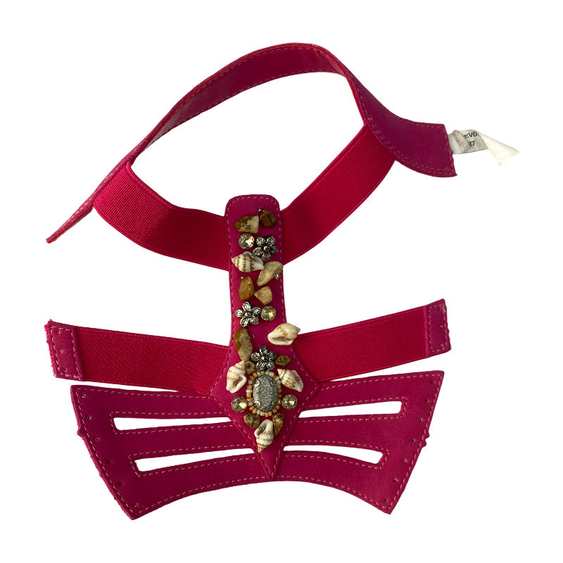 Customized new style shoe upper accessories: Semi-finished PU hand-stitched beaded upper for women's sandals