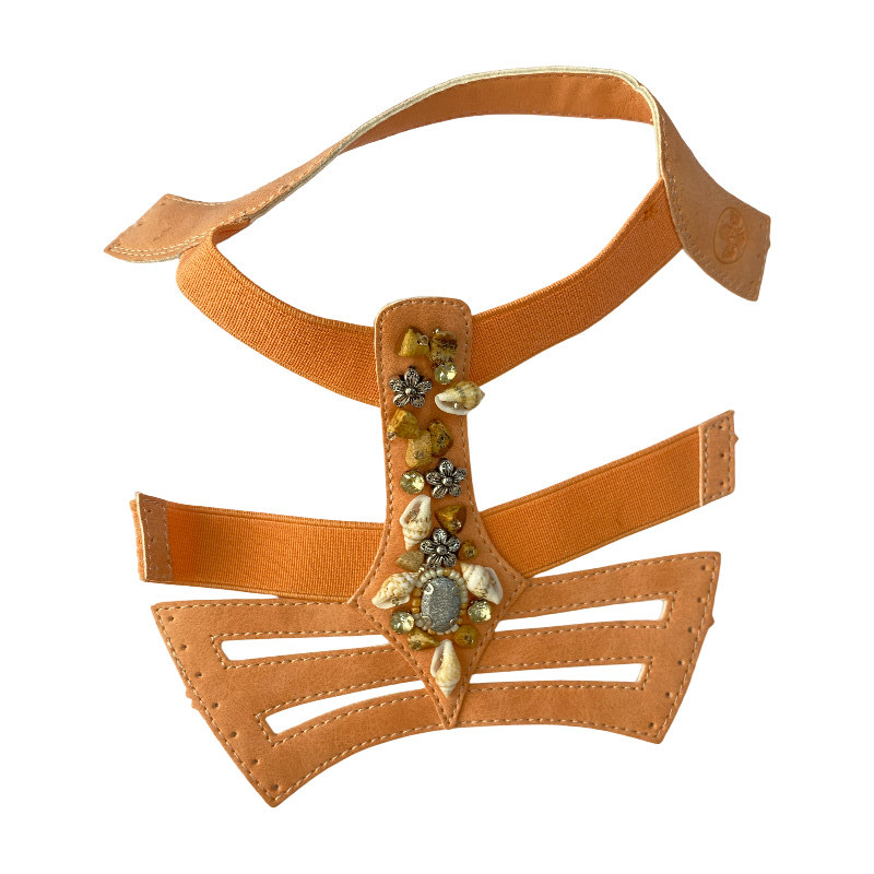 Customized new style shoe upper accessories: Semi-finished PU hand-stitched beaded upper for women's sandals