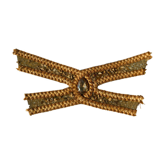 Customized foreign trade export woven belt beaded shoe upper accessories, chain-attached shoe upper, pearl processing and manufacturing of women's shoe uppers