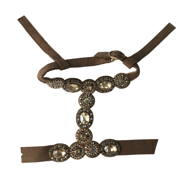 Handcrafted beaded and diamond-encrusted sandal upper