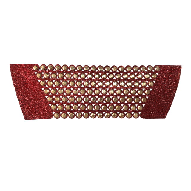The upper is made of PU velvet fabric with hot rhinestone and hand-stitched beads
