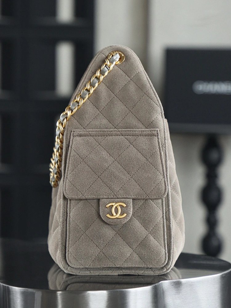 Chanel25c grey suede
