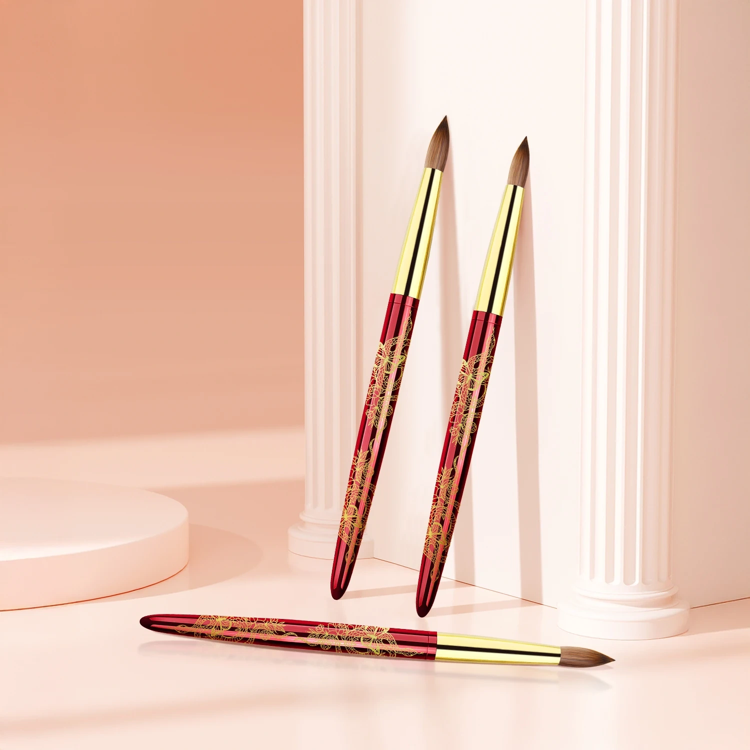 2025 New Design Acrylic Nail Brush 100% Kolinsky Snake Red Metal Handle Kolinsky Acrylic Nail Brush for Acrylic Nails