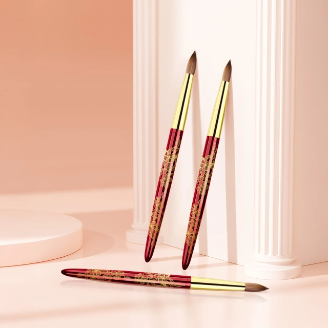 2025 New Design Acrylic Nail Brush 100% Kolinsky Snake Red Metal Handle Kolinsky Acrylic Nail Brush for Acrylic Nails