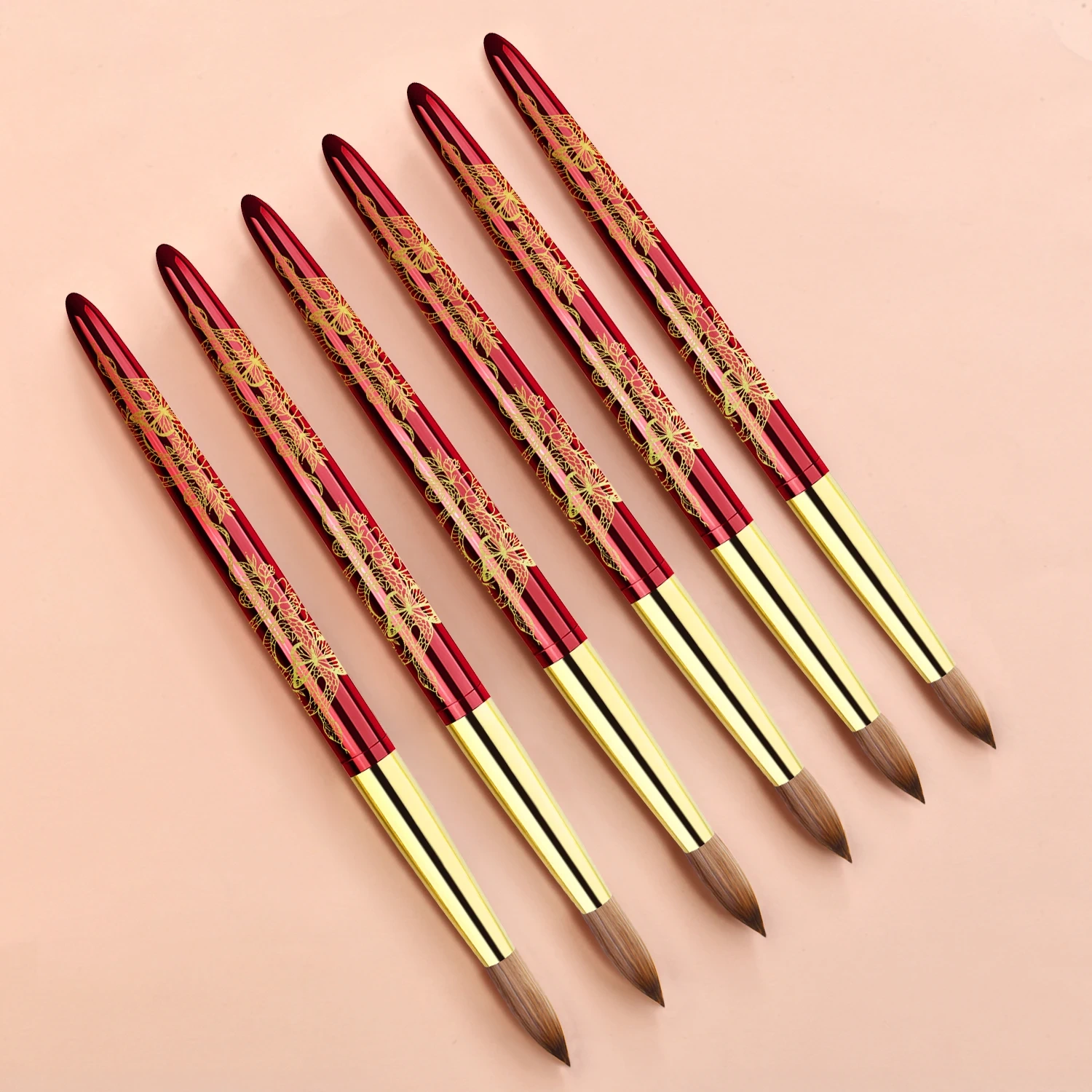 2025 New Design Acrylic Nail Brush 100% Kolinsky Snake Red Metal Handle Kolinsky Acrylic Nail Brush for Acrylic Nails