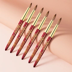 2025 New Design Acrylic Nail Brush 100% Kolinsky Snake Red Metal Handle Kolinsky Acrylic Nail Brush for Acrylic Nails