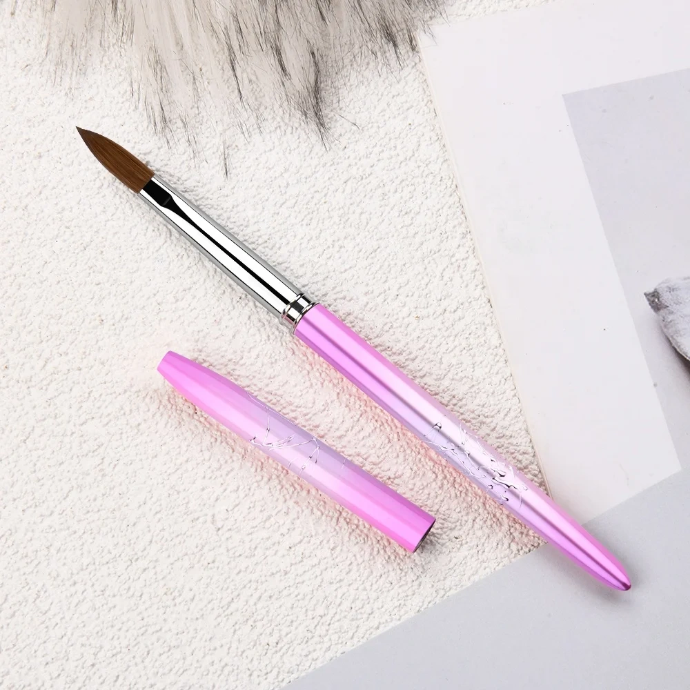 Custom Logo Pinceles 100% Pure Kolinsky Brush Gradient Pink  Professional Kolinsky Acrylic Nail Brush for Acrylic Nails Art